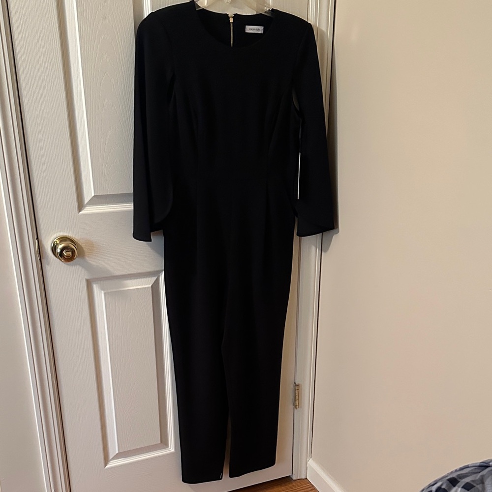 Calvin Klein Black Long-Sleeve Jumpsuit Dress